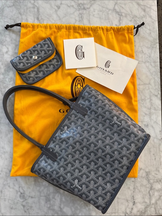 Goyard Handbags - Goyard mini Anjou leather reversible tote bag purse grey